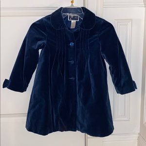 Janie and Jack blue velvet coat 4-5